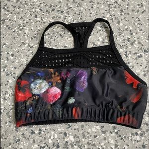 Black Floral Sports Bra